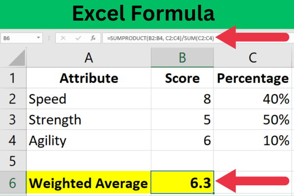 如何使用百分比在 Excel 中計算加權平均值