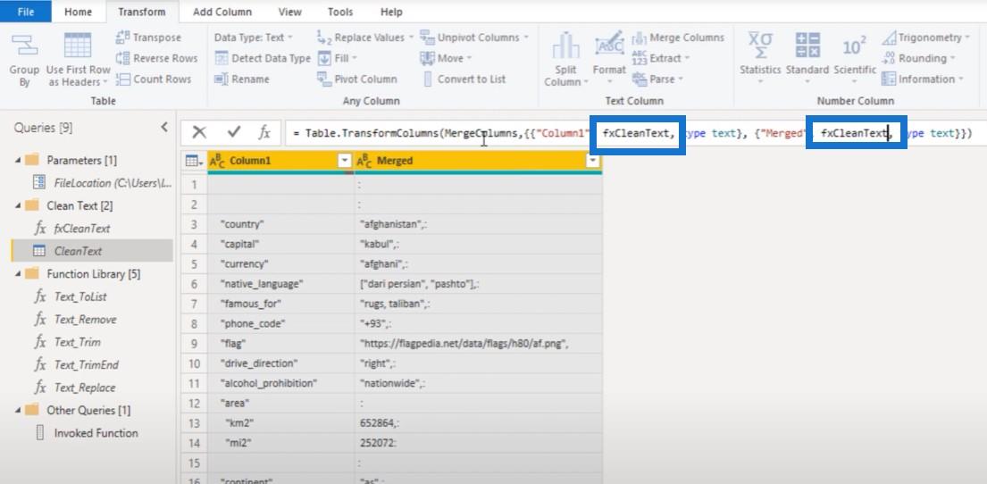 Création d'une fonction de nettoyage de texte personnalisée dans Power Query