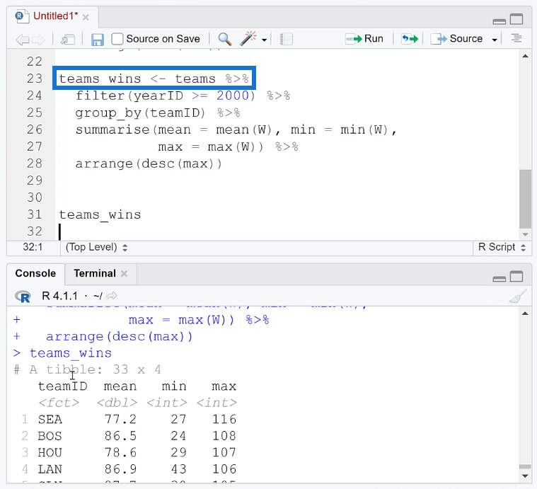 الأنبوب في R: توصيل الوظائف بـ Dplyr