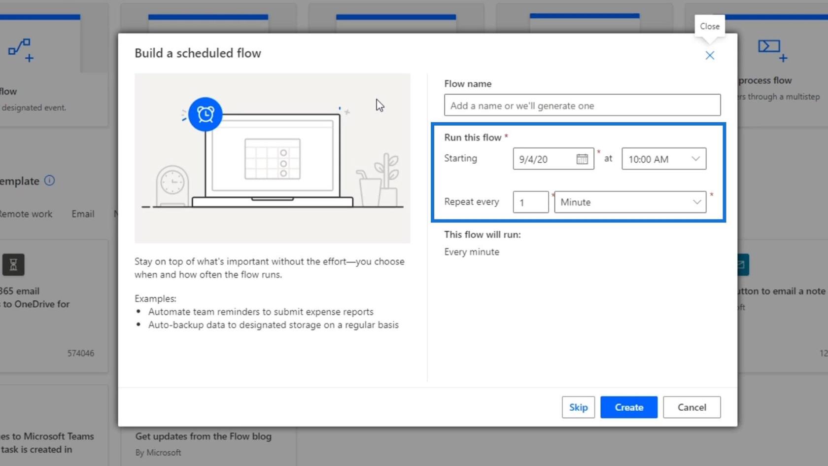 Workflows planifiés dans Microsoft Power Automate