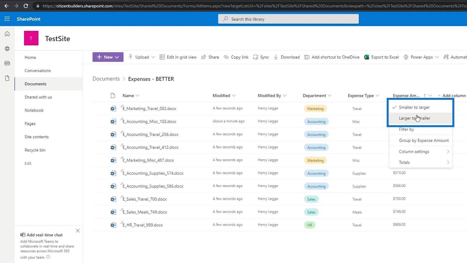 使用列在 SharePoint 中添加元數據