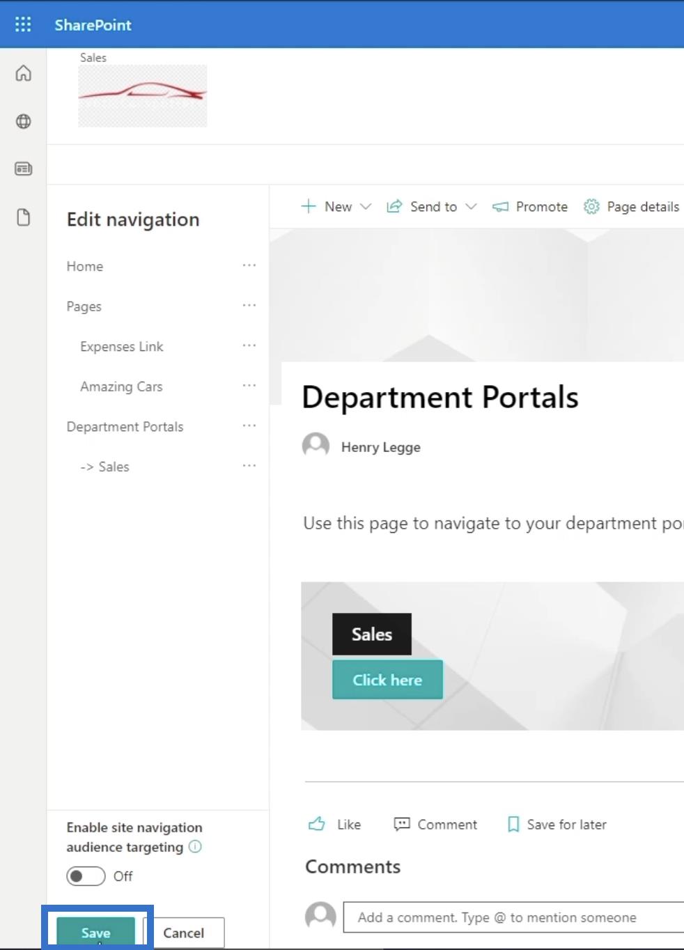 Éléments de navigation du site SharePoint : un aperçu