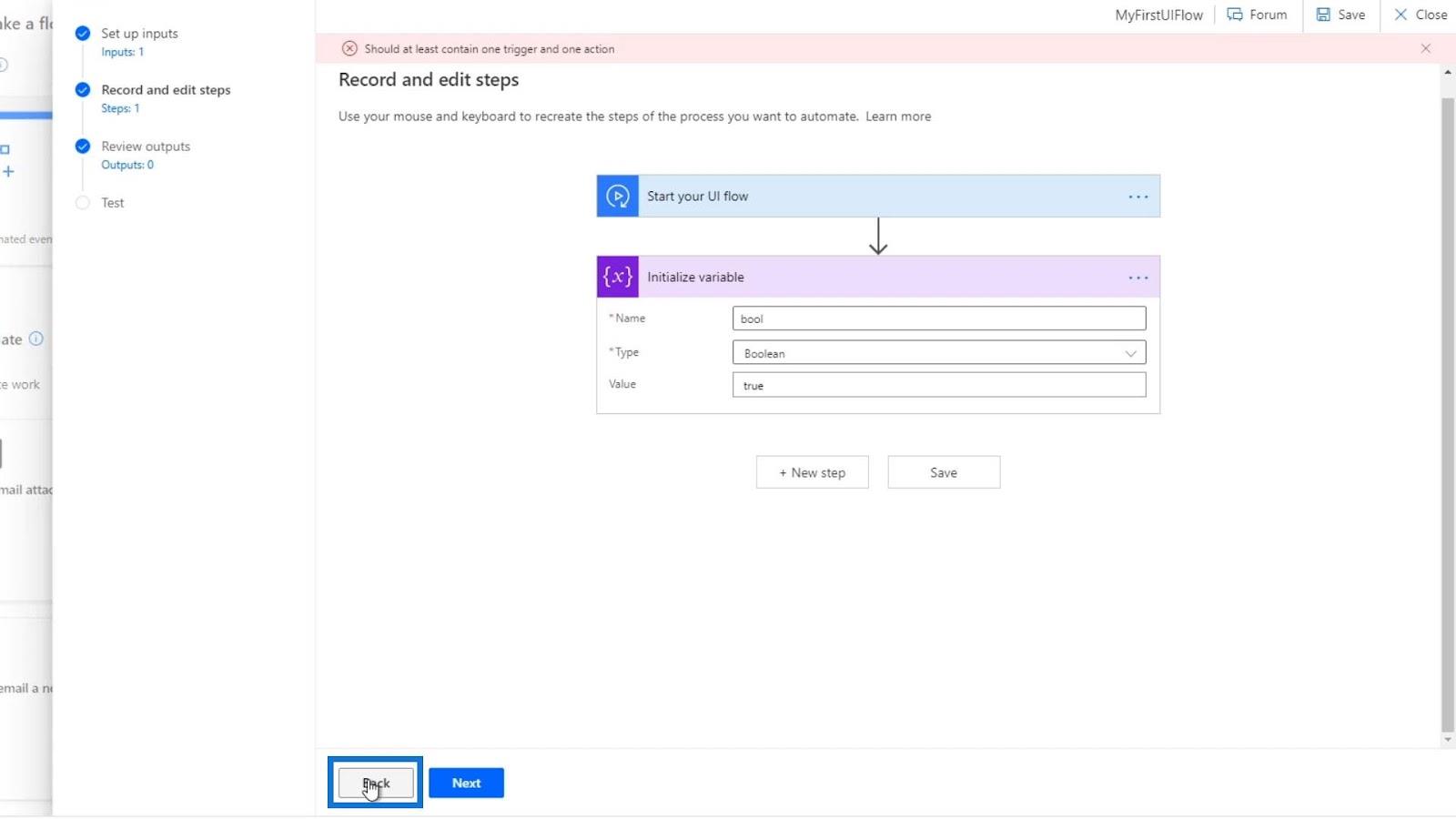 Entrées de flux d'interface utilisateur dans Microsoft Power Automate