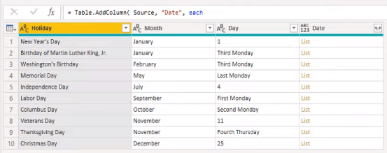 Calendrier perpétuel des vacances – POTW #12 (Solution Power Query)