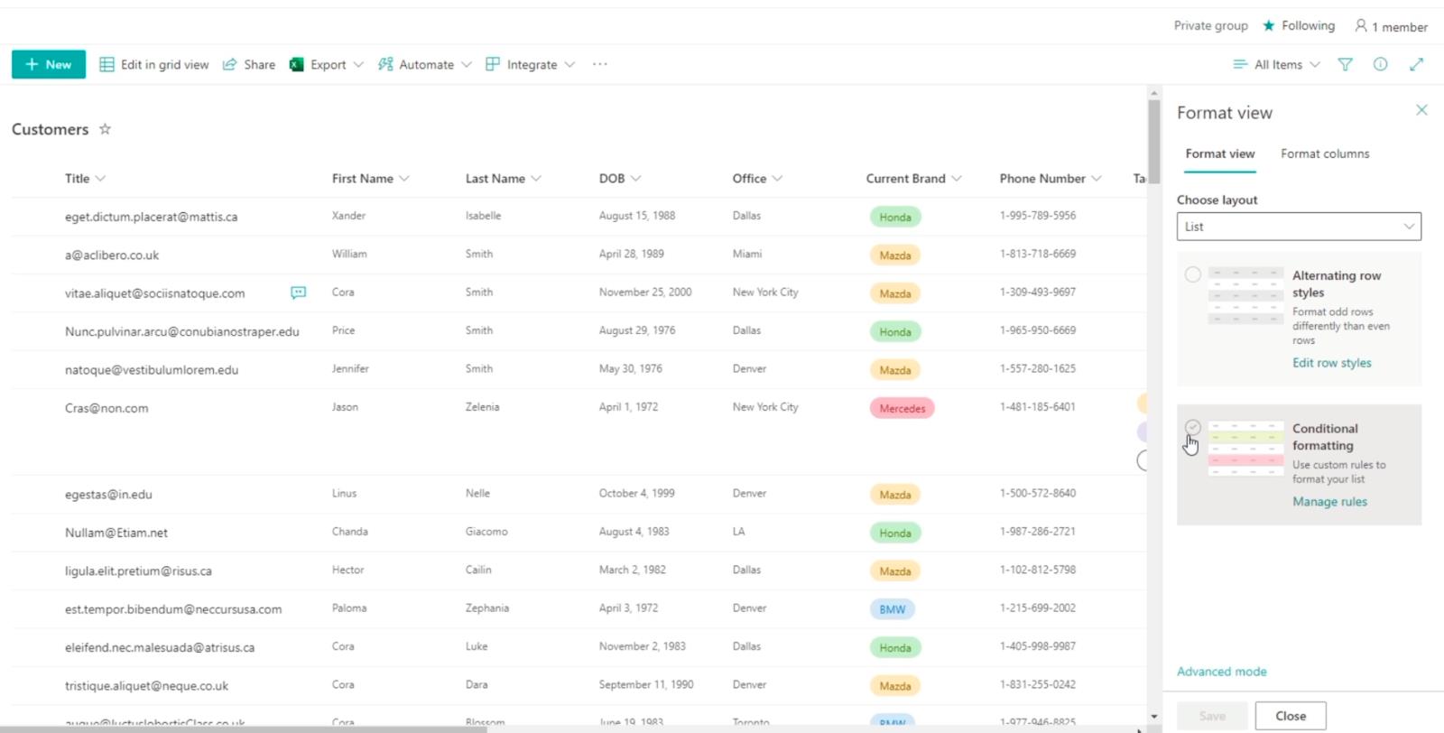 Tutorial de formatare a listei SharePoint