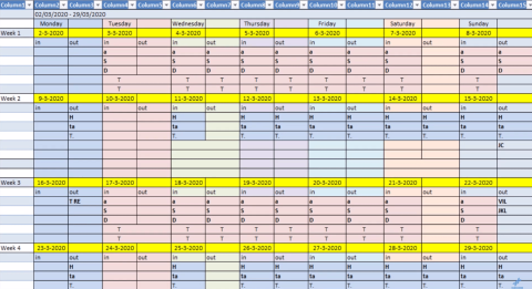 Mises en page du calendrier au format tabulaire à laide de Power Query