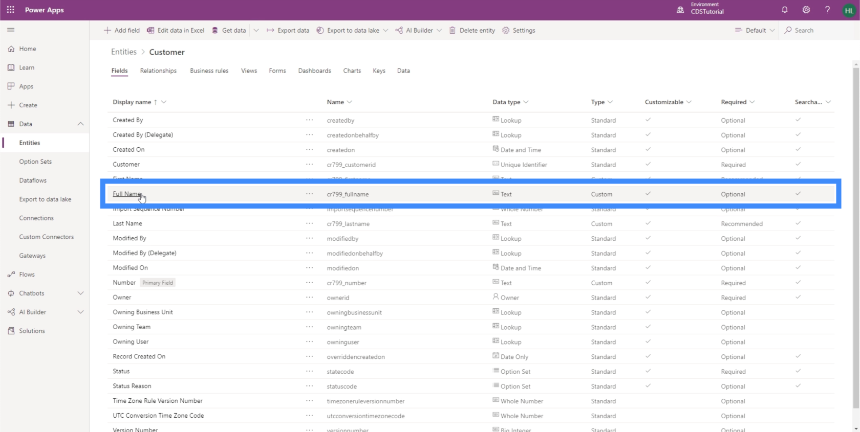 PowerApps 實體：如何添加不同類型的字段