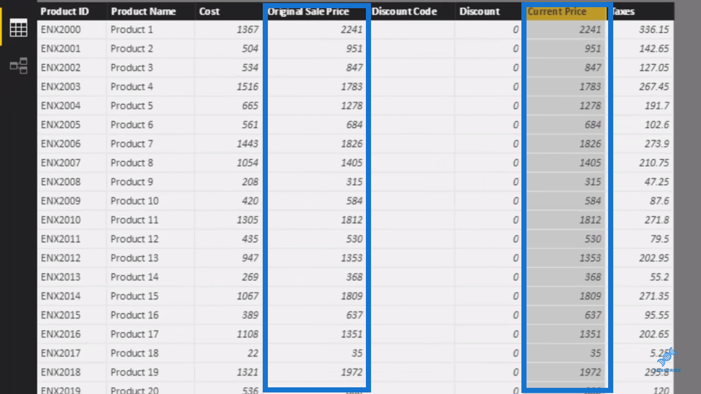 Comparaison des colonnes calculées et des mesures dans LuckyTemplates