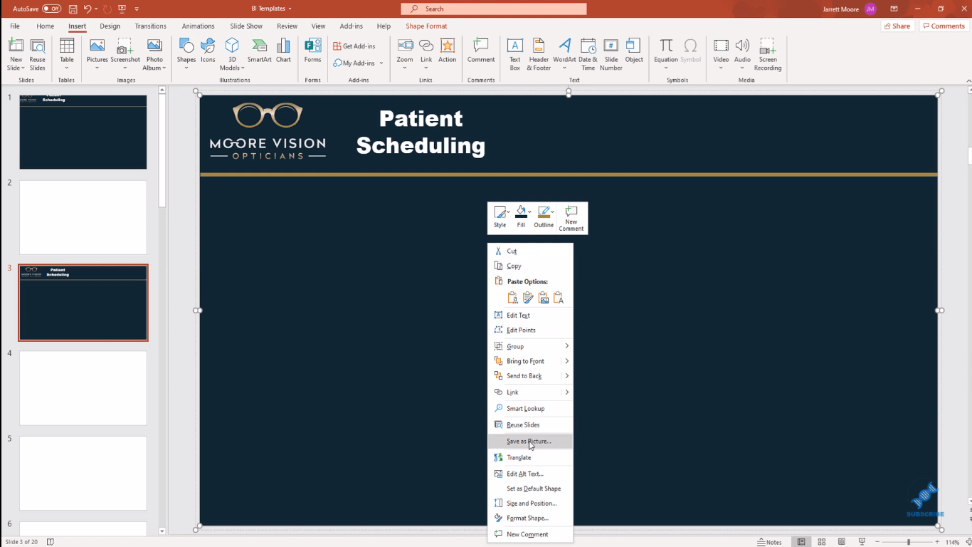 Image d'arrière-plan LuckyTemplates pour les rapports utilisant PPT