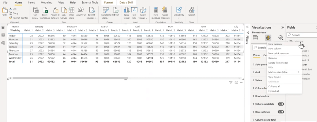 Visualisation matricielle dans LuckyTemplates