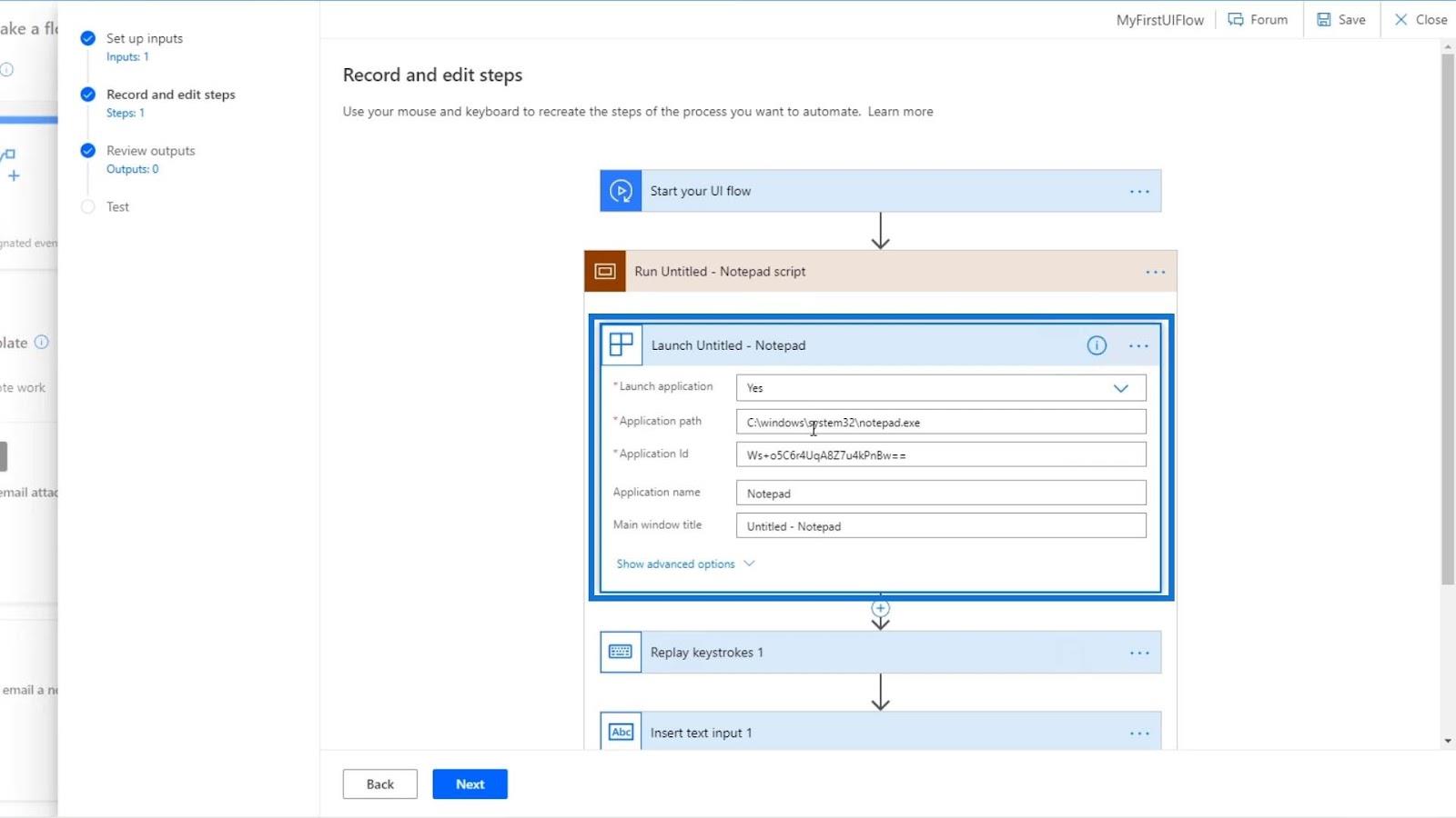 Entrées de flux d'interface utilisateur dans Microsoft Power Automate