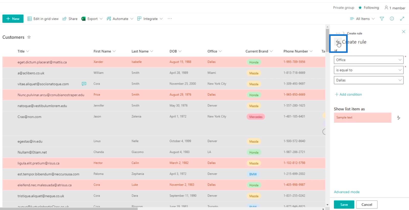 Tutorial de formatare a listei SharePoint