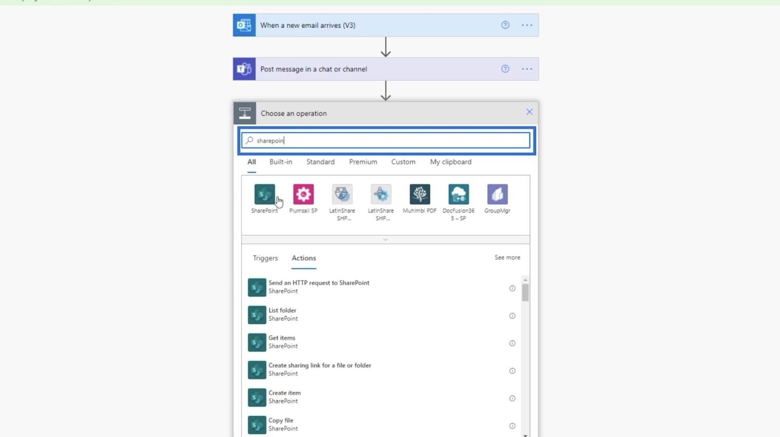 MS Flow : comment télécharger dans SharePoint par e-mail