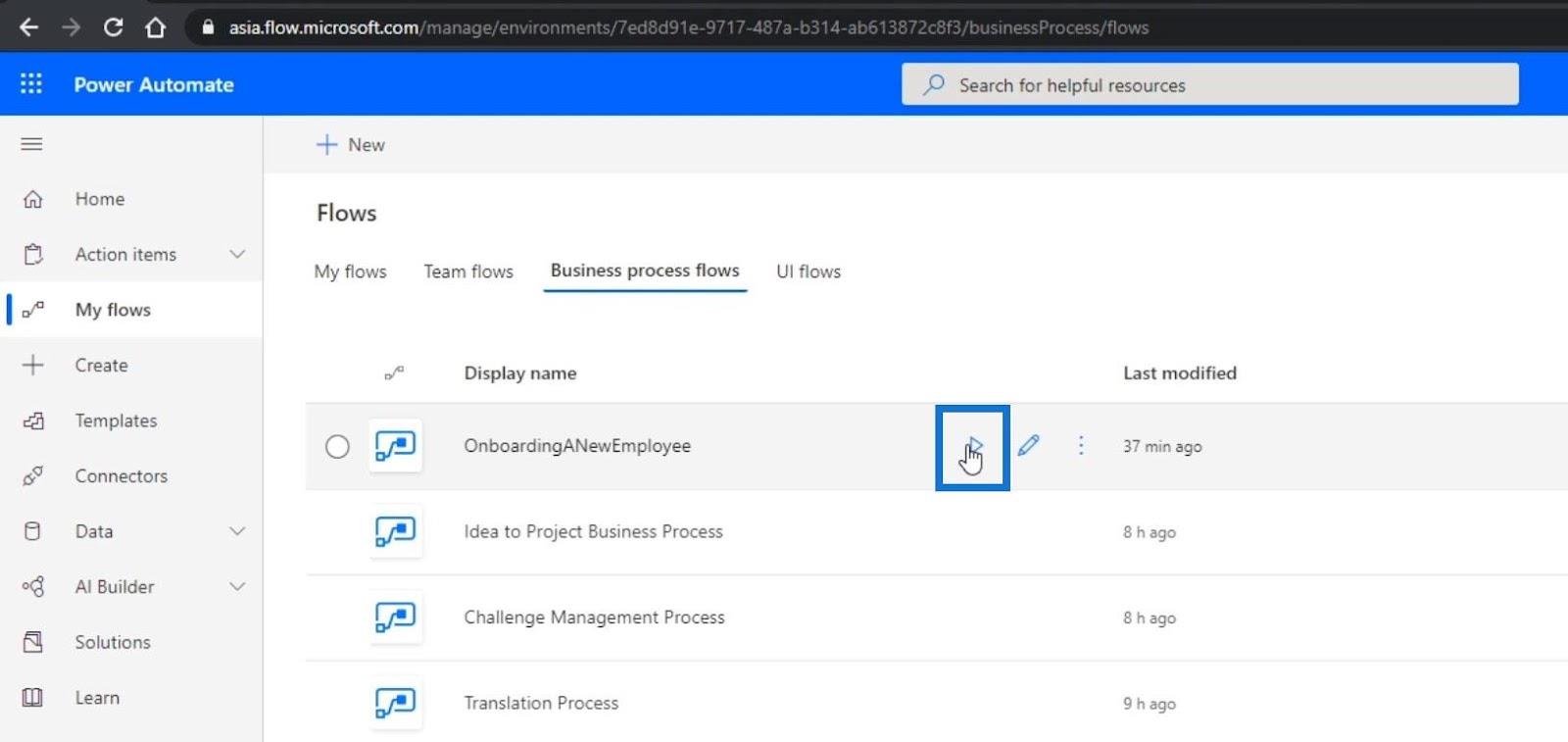 Intégration du flux des processus d'entreprise dans Power Automate