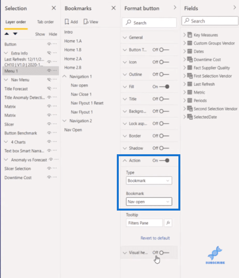 Menu de navigation dynamique à l'aide des filtres LuckyTemplates