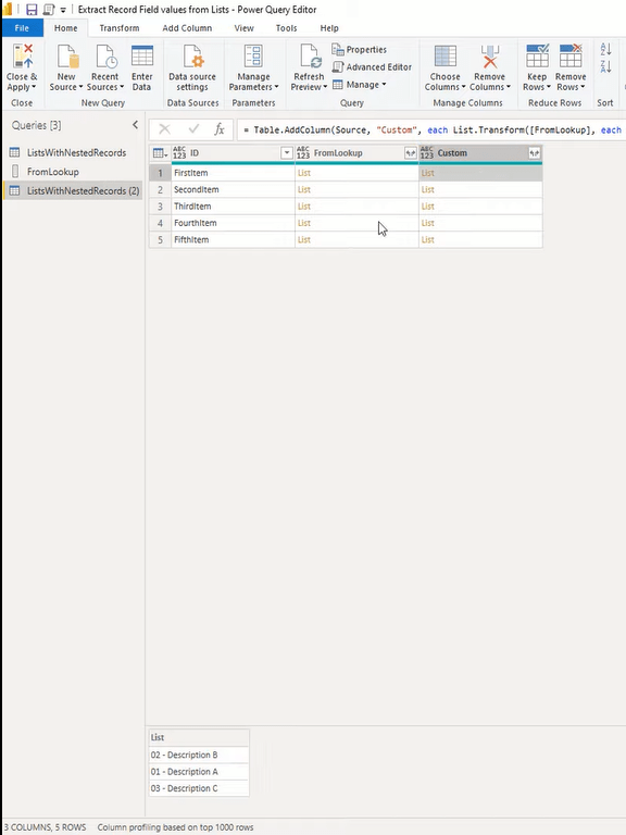 Tutorial Editor Power Query: Ekstrak Nilai Medan Rekod Daripada Senarai