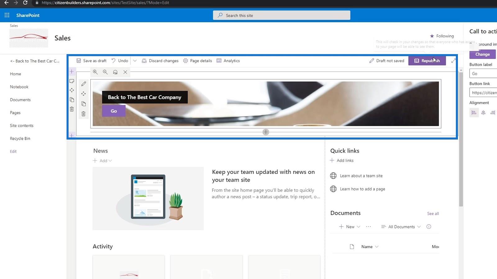 Éléments de navigation du site SharePoint : un aperçu