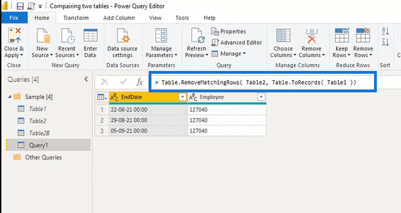 Comparaison de tables dans Power Query |  Tutoriel LuckyTemplates