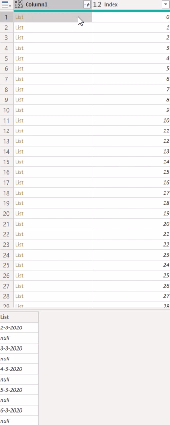 Mises en page du calendrier au format tabulaire à l'aide de Power Query