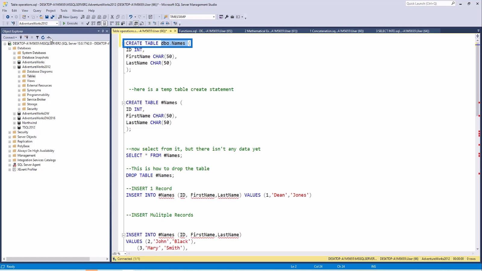 基本 SQL 表操作