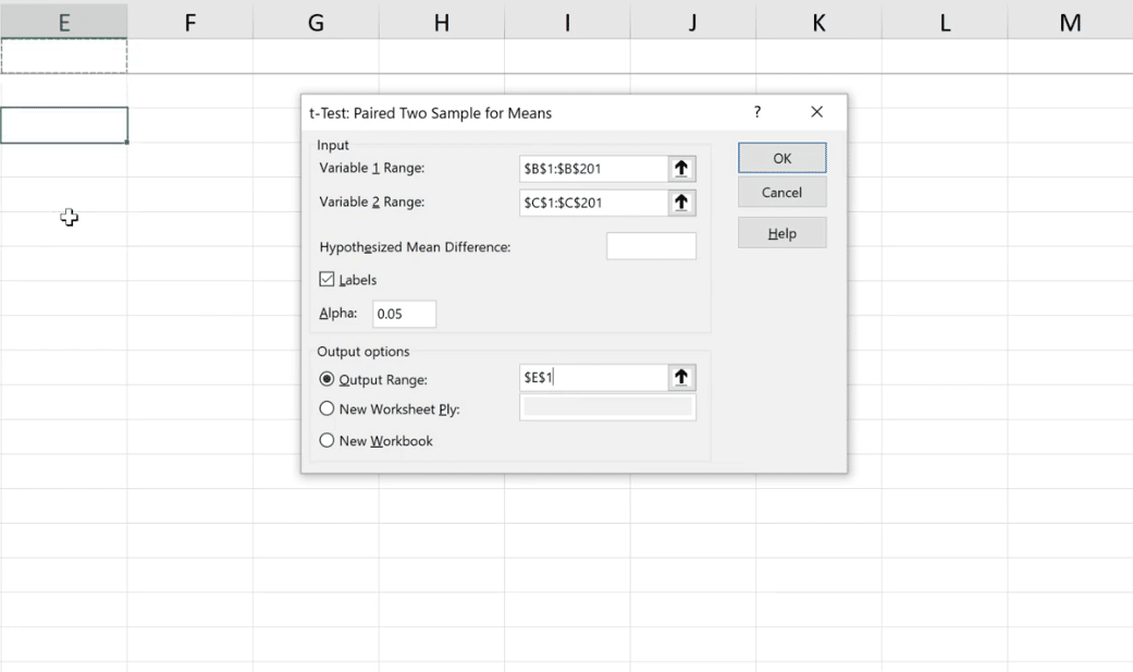 Excel 中的配對樣本 T 檢驗