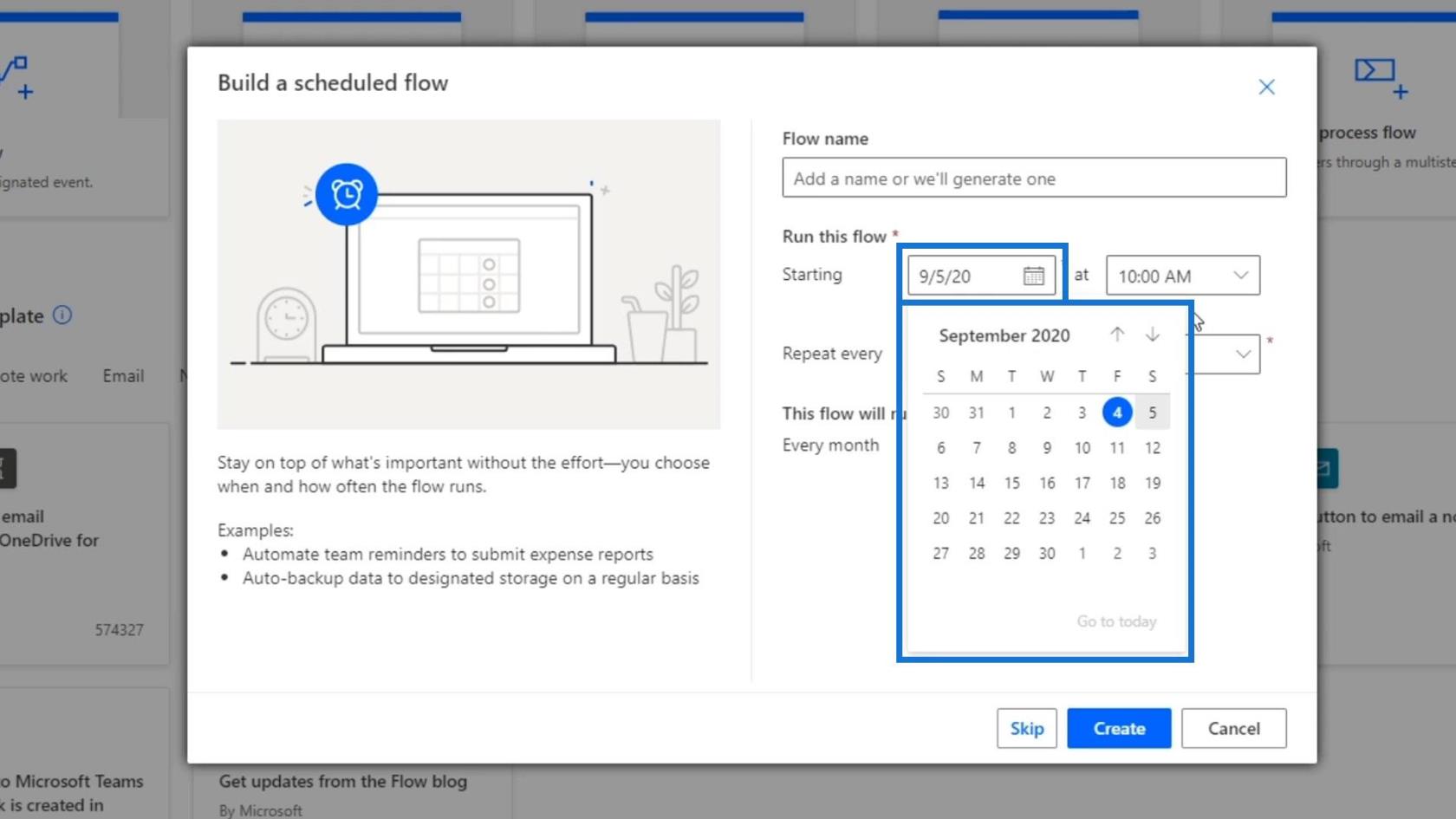 Workflows planifiés dans Microsoft Power Automate