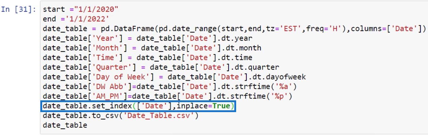 使用 Python 腳本創建日期表的 LuckyTemplates