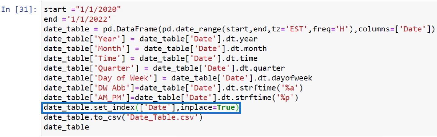 LuckyTemplates พร้อมการเขียนสคริปต์ Python เพื่อสร้างตารางวันที่