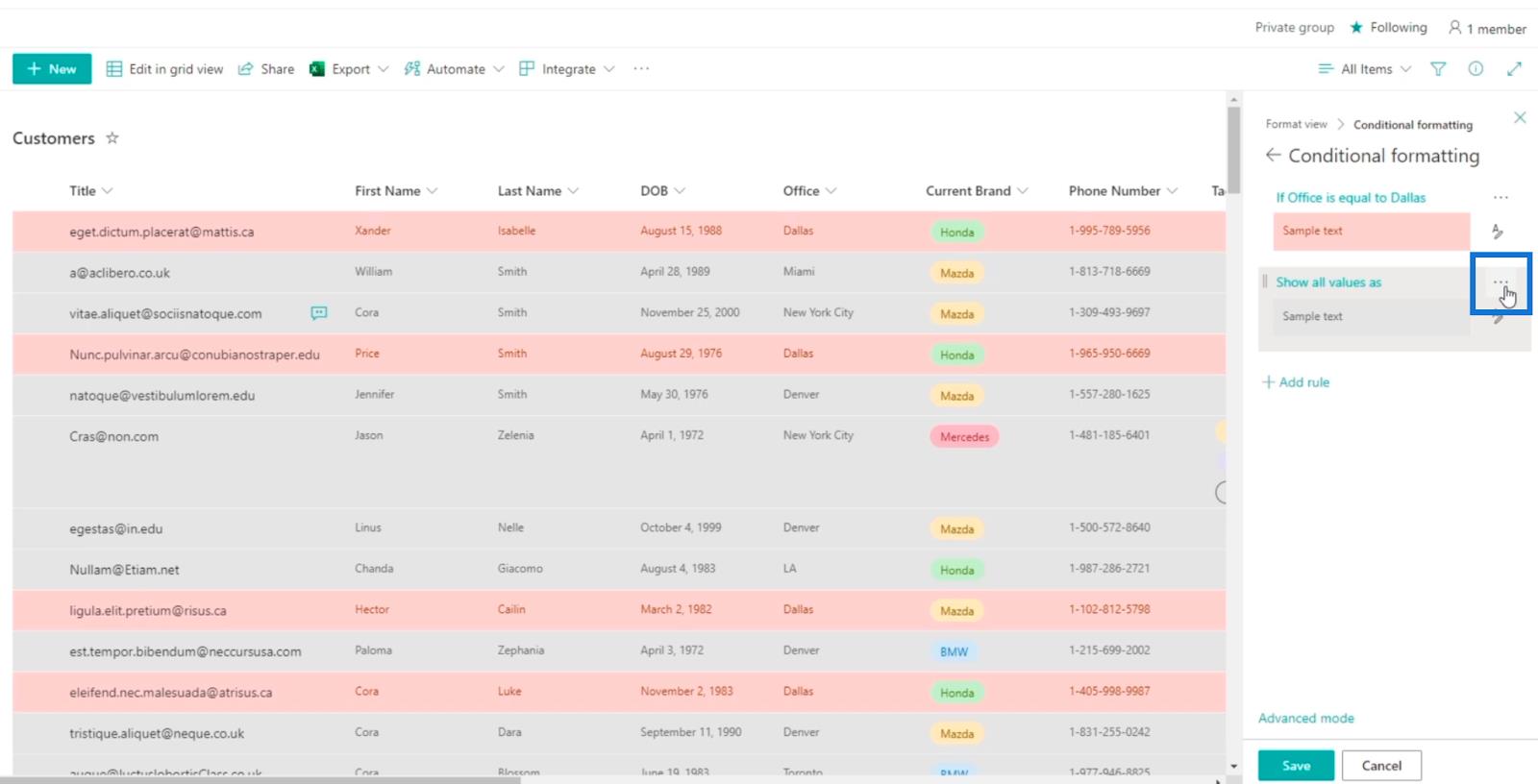 Tutorial de formatare a listei SharePoint