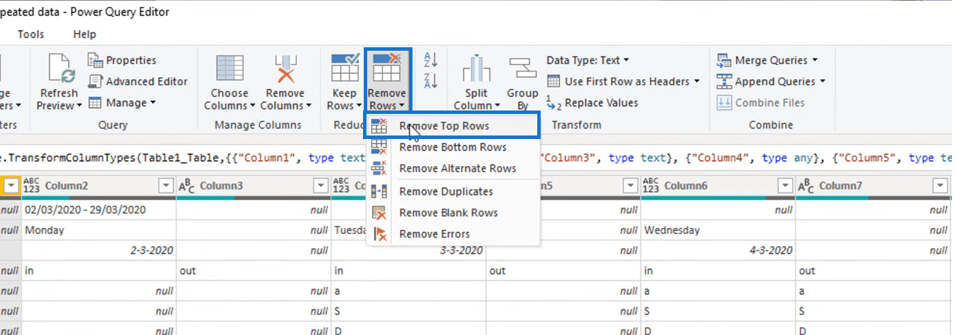 Transformer la disposition du type de calendrier en format tabulaire dans LuckyTemplates à l'aide de l'éditeur de requête