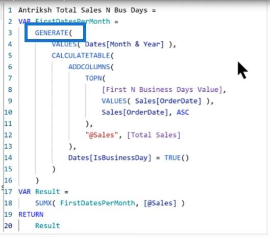 最初の N 営業日の再考 – DAX コーディング言語ソリューション