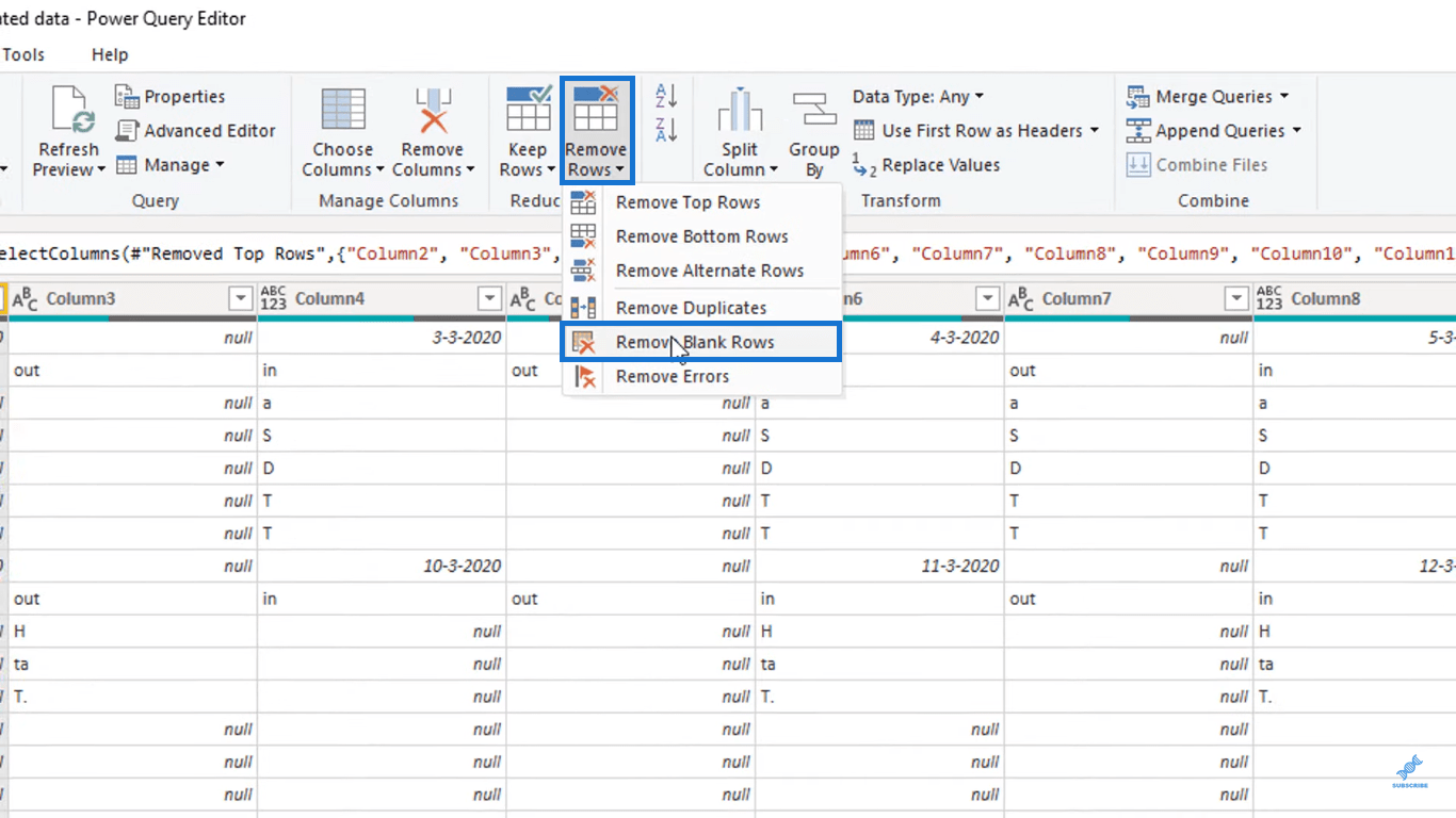 Transformer la disposition du type de calendrier en format tabulaire dans LuckyTemplates à l'aide de l'éditeur de requête