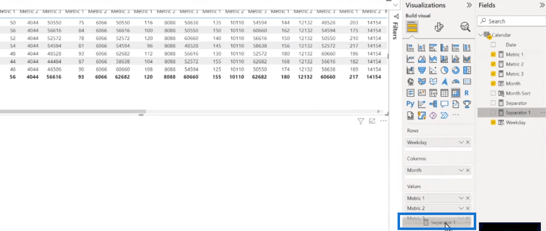 Visualisation matricielle dans LuckyTemplates