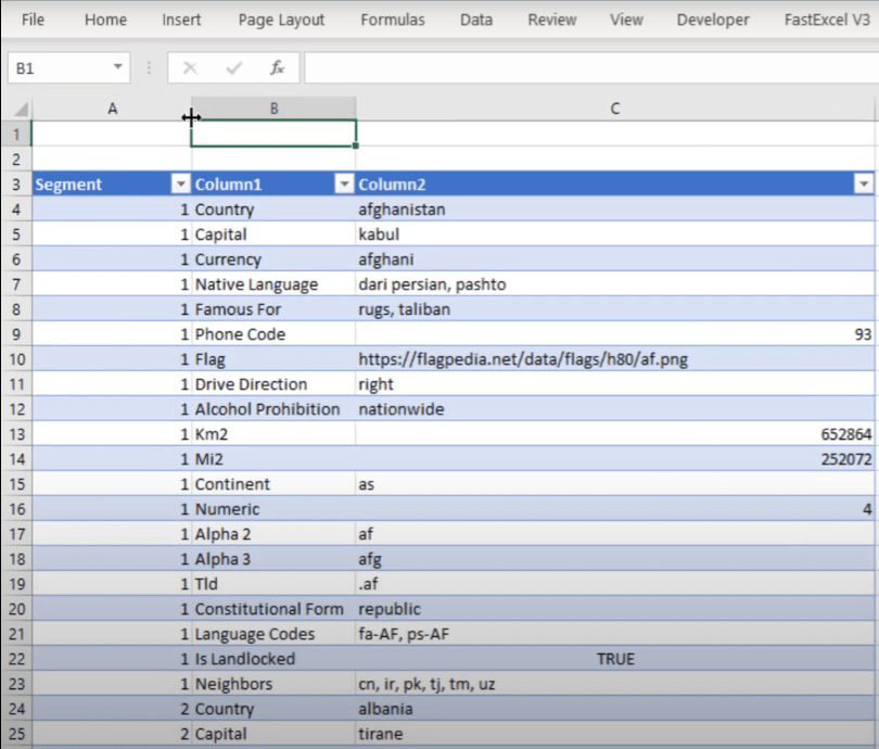 Table de dimension dans un fichier texte : solution Power Query