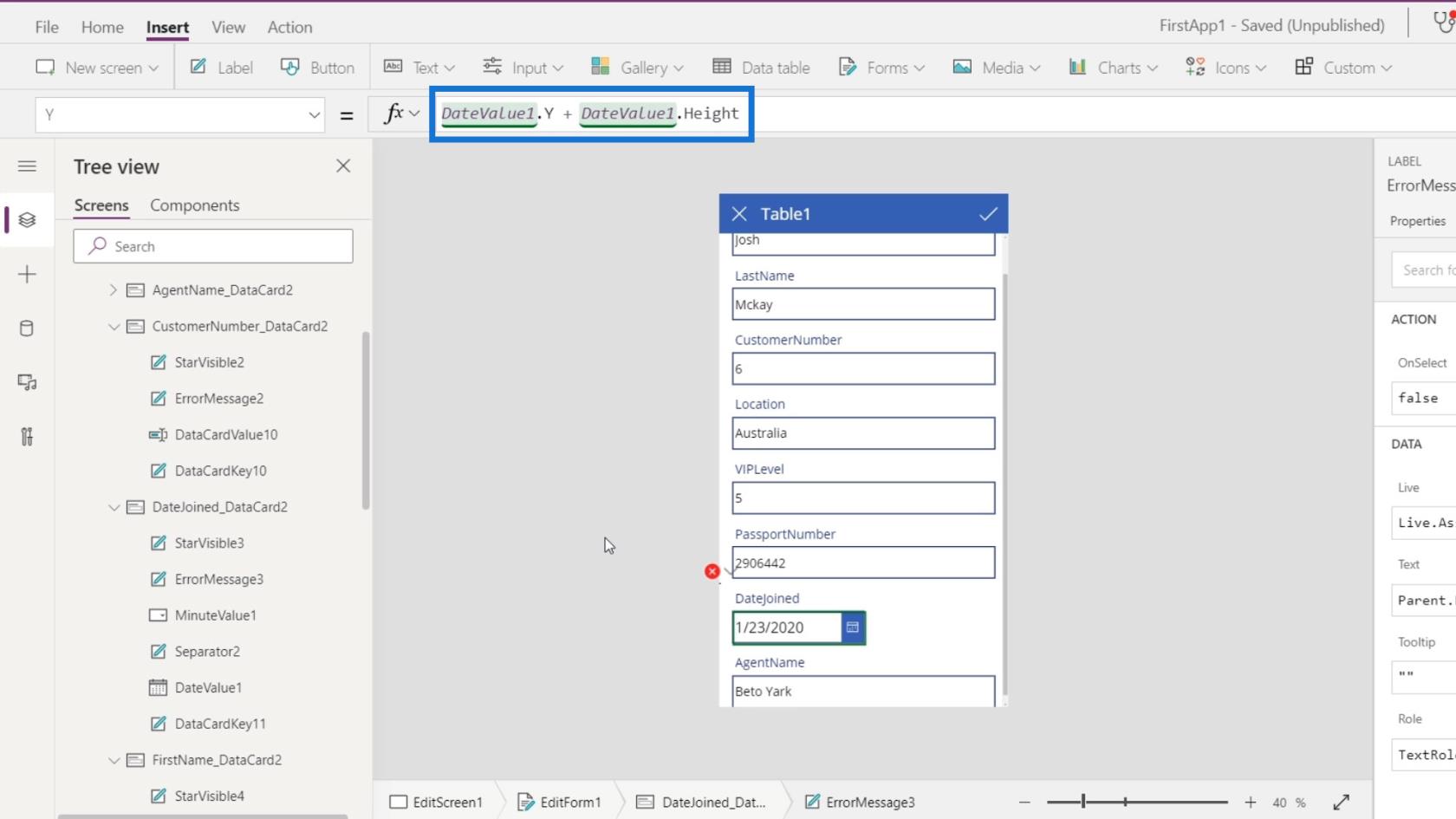 PowerApps 屏幕：編輯和更新