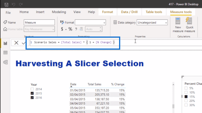 SELECTEDVALUE DAX-Beispiel – Ernte-Slicer-Auswahl