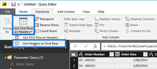 Editor de consultas de LuckyTemplates: transformaciones de filas y columnas