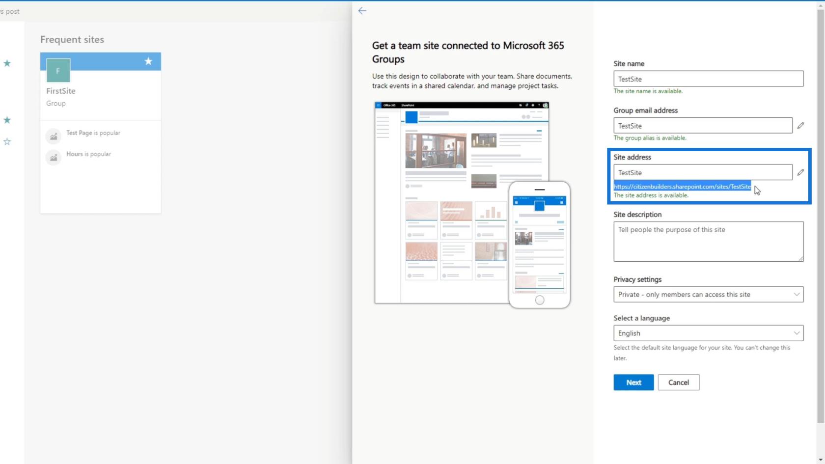 SharePoint 教程：創建新網站