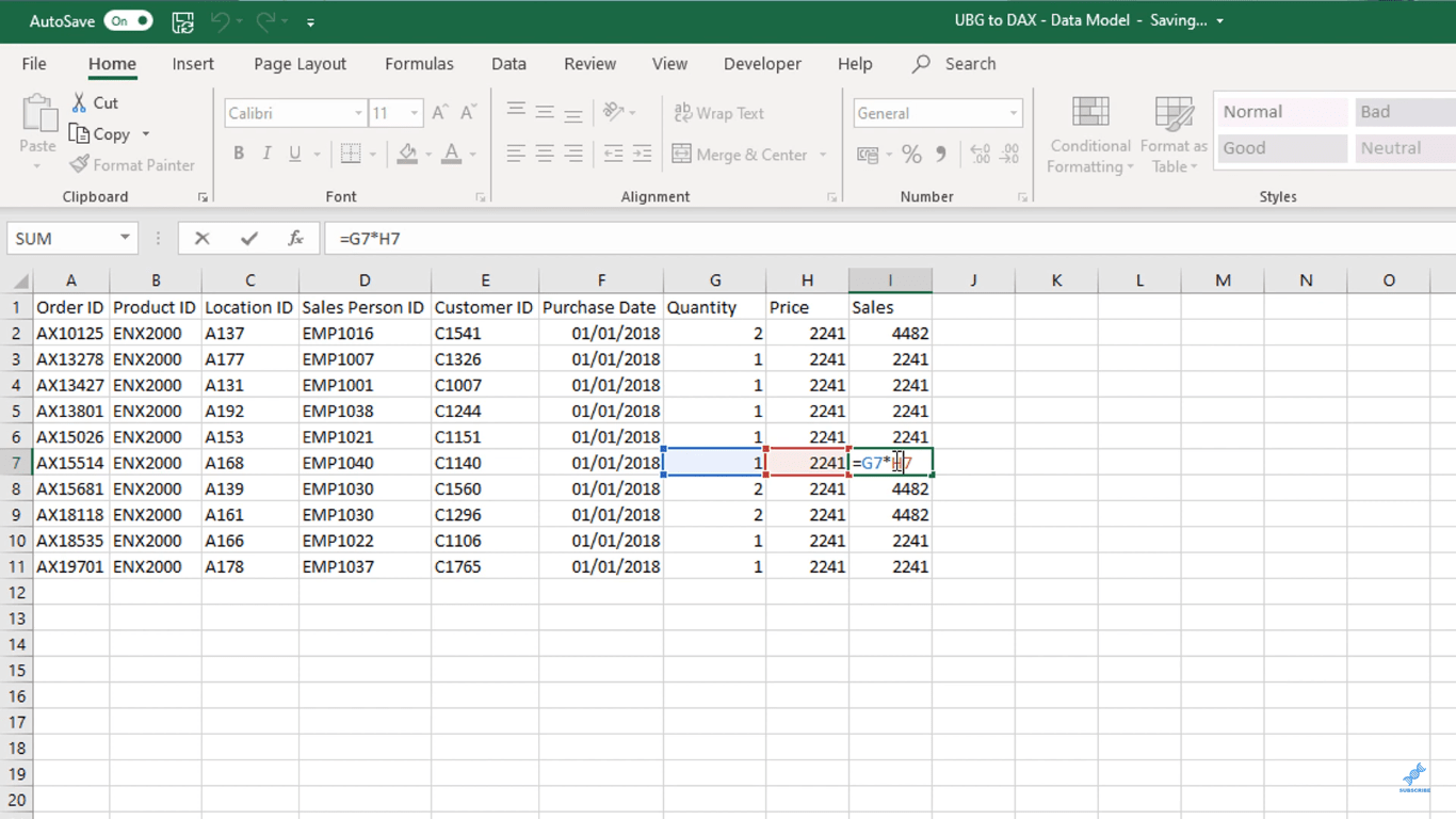 LuckyTemplates 和 Excel：DAX 公式的差異