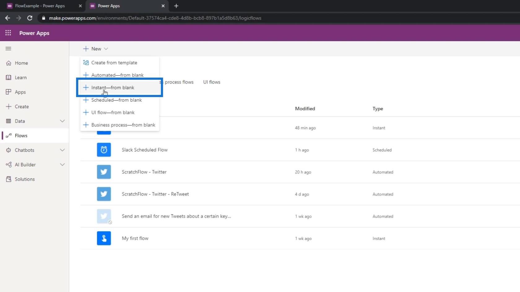 Intégration de PowerApps dans Microsoft Power Automate