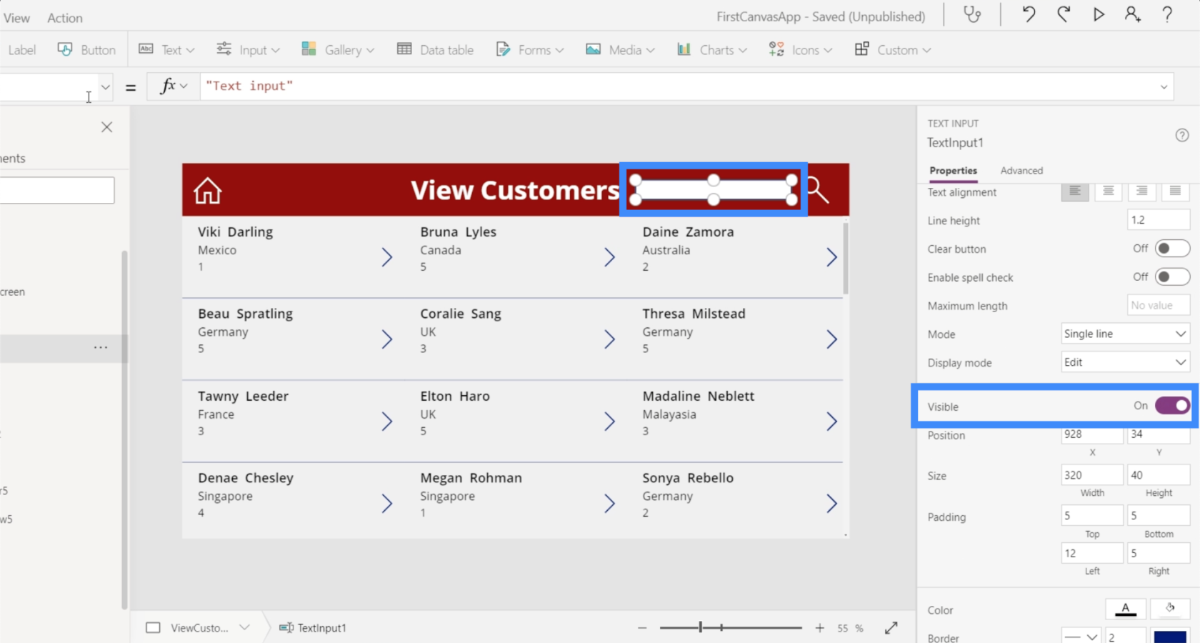 PowerApps 搜索字段：如何添加和自定義