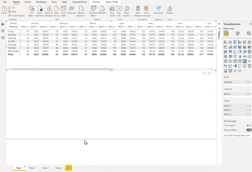 Visualisation matricielle dans LuckyTemplates