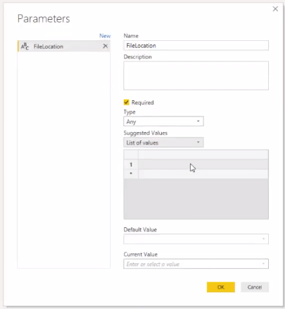 Modification de l'emplacement du fichier à l'aide d'un paramètre de requête dans LuckyTemplates