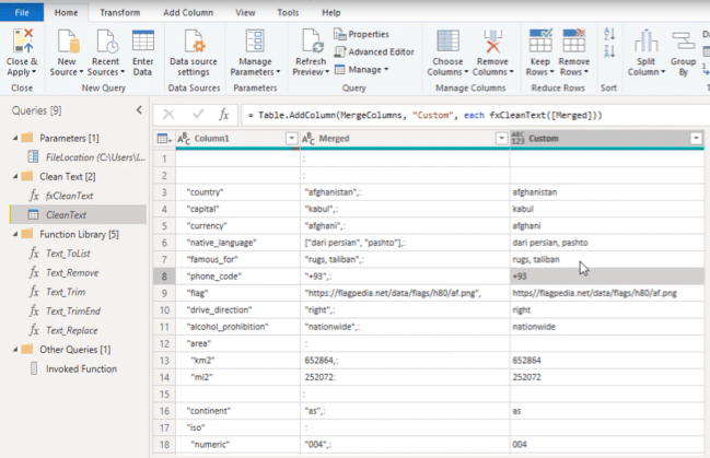 Création d'une fonction de nettoyage de texte personnalisée dans Power Query