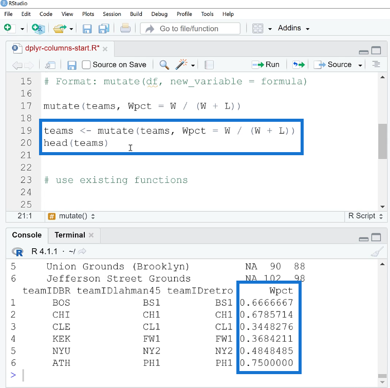 Dplyr を使用した R の列の追加、削除、名前変更