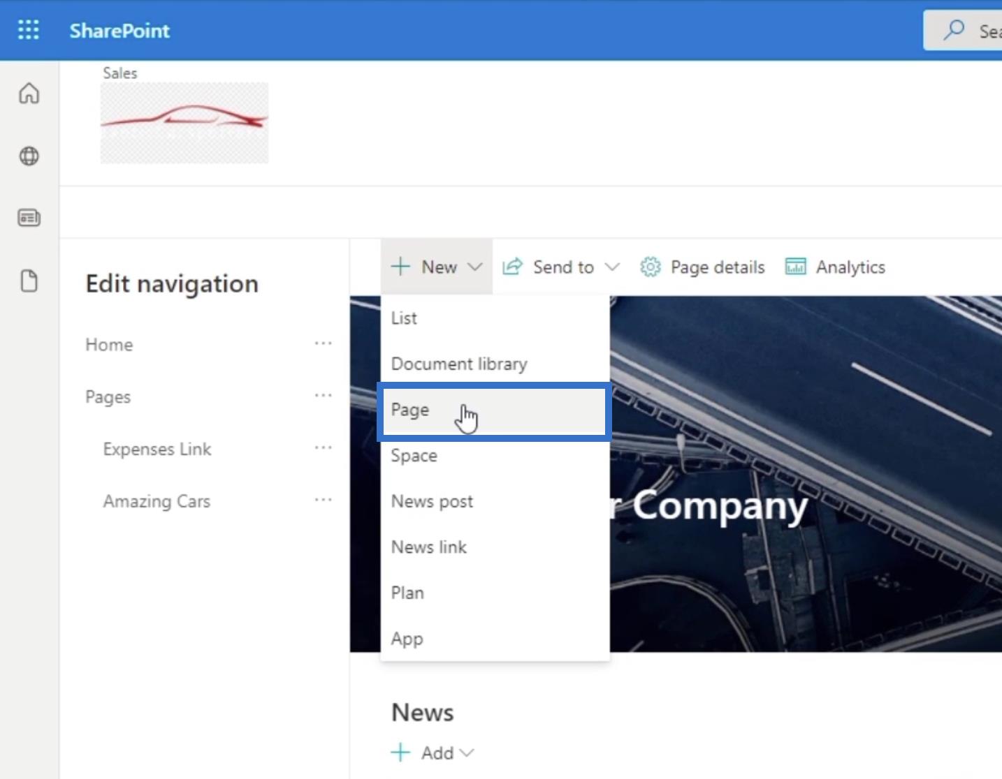 Éléments de navigation du site SharePoint : un aperçu