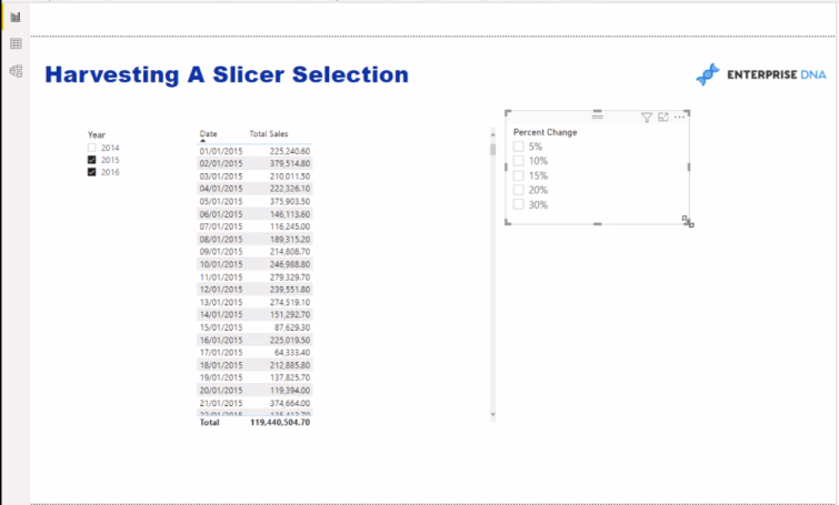 SELECTEDVALUE DAX-Beispiel – Ernte-Slicer-Auswahl