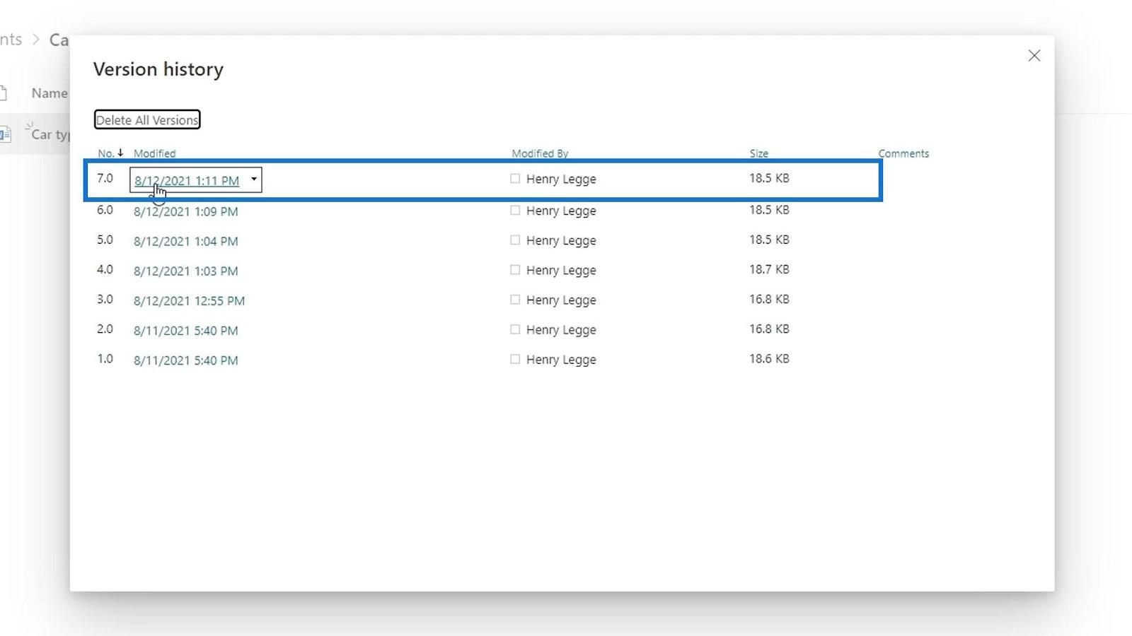 SharePoint 文檔庫中的版本控制