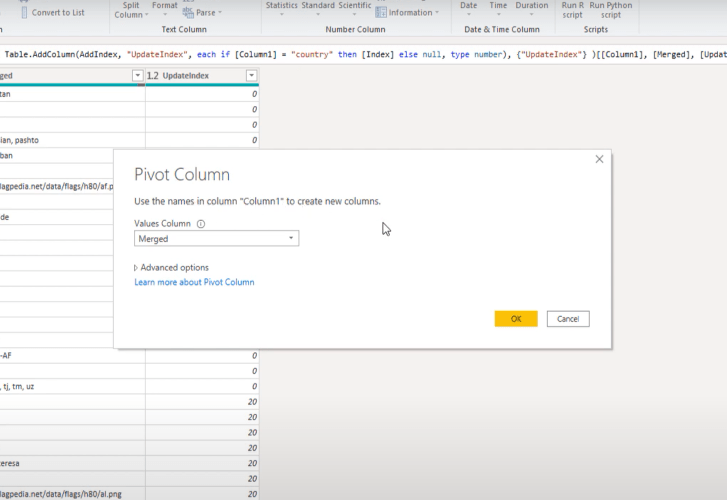 Table de dimension dans un fichier texte : solution Power Query