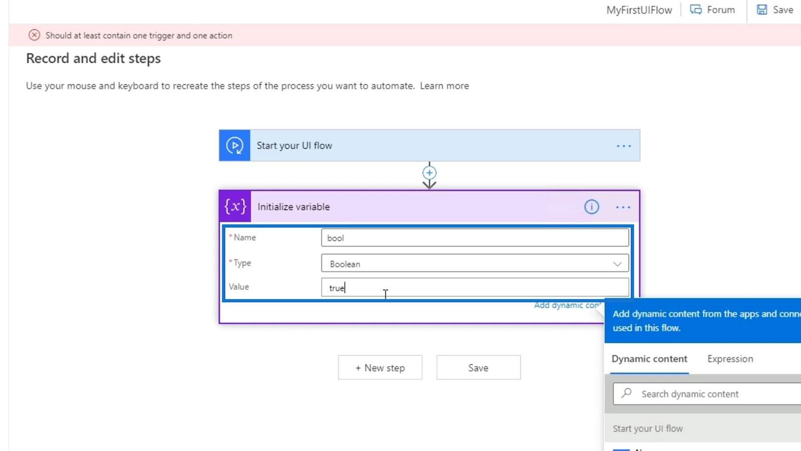 Entrées de flux d'interface utilisateur dans Microsoft Power Automate